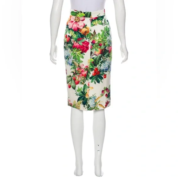 DOLCE & GABBANA Floral Print Knee-Length Pencil Skirt - Sz US 0 / IT 36 - Picture 3 of 11